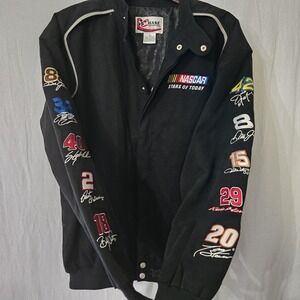 Chase Authentics NASCAR Bomber Jacket Men XL Black Snap Front  Stars of‎ Today